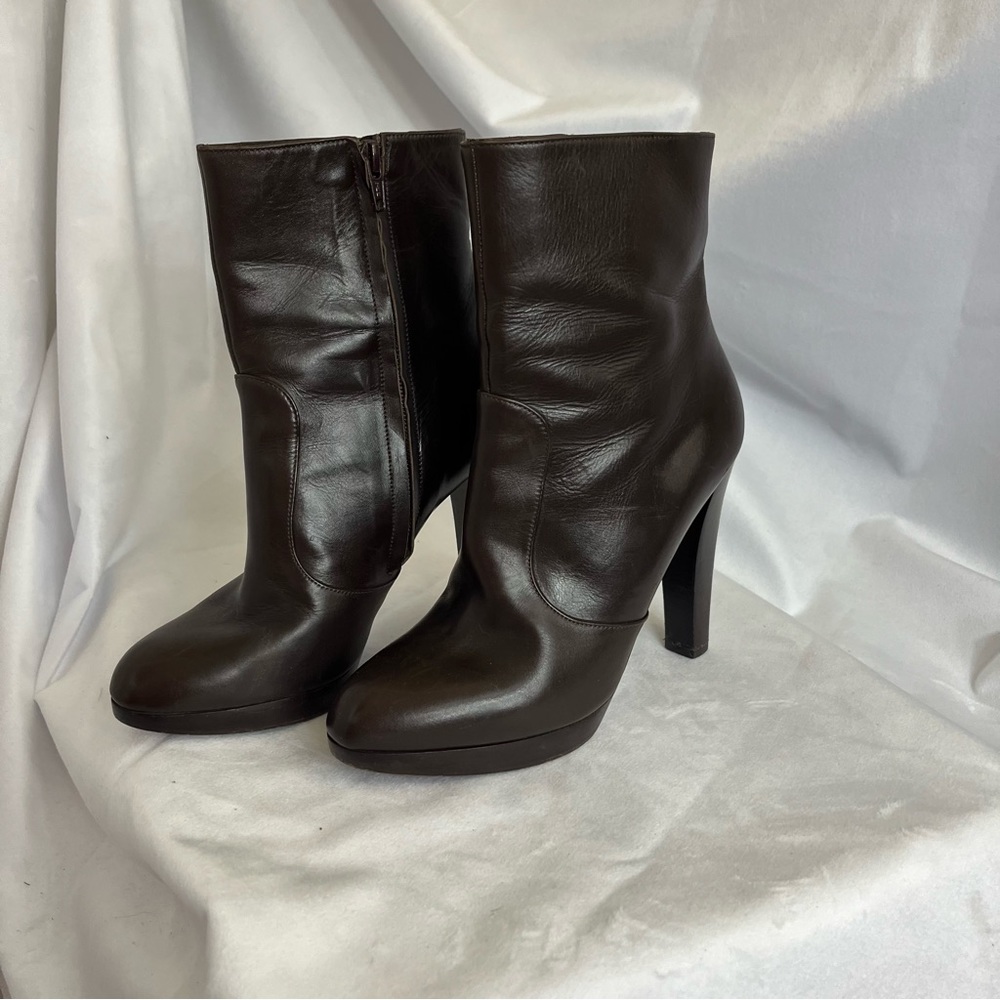 Brian Atwood, Women’s Brown Leather Boots, 7.3/38